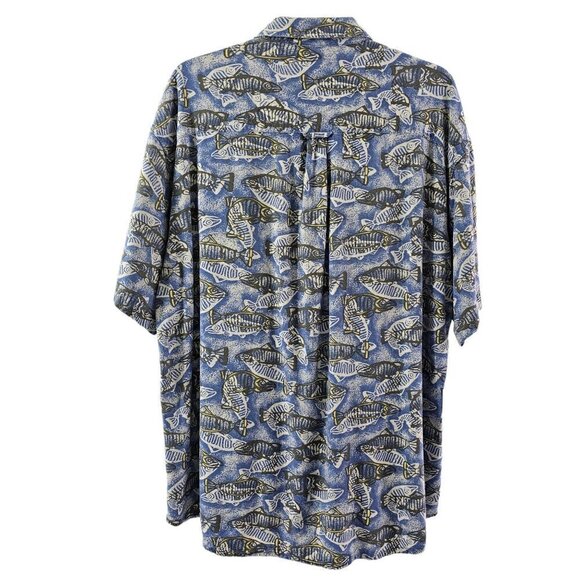 Columbia Fish Graphic Men’s Size Medium Outdoor Short Sleeve Button Down Shirt - Picture 5 of 16